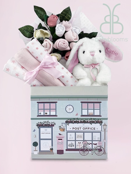 Babyblooms Baby Pink Gift Hamper with Personalised 100% Cotton Bunny Soft Toy (148464) | £68