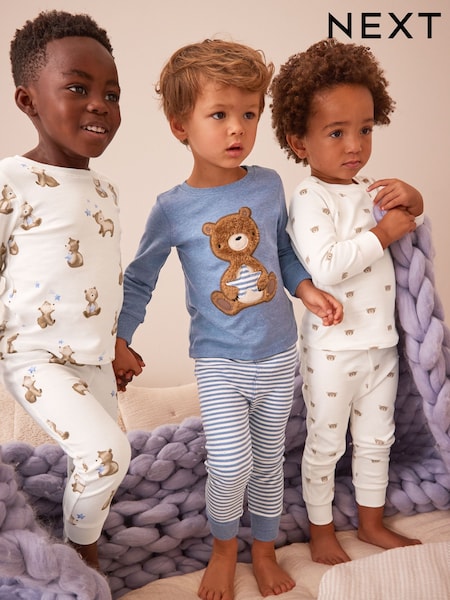 Light Blue Bear 3 Pack Snuggle Pyjamas (9mths-6yrs) (306121) | £26 - £30