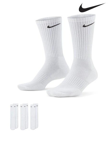 Nike White Crew Everyday Cushioned Crew Socks 3 Pack (332431) | £14