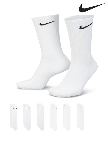 Nike White Crew Everyday Cushioned Socks 6 Pack (339374) | £20