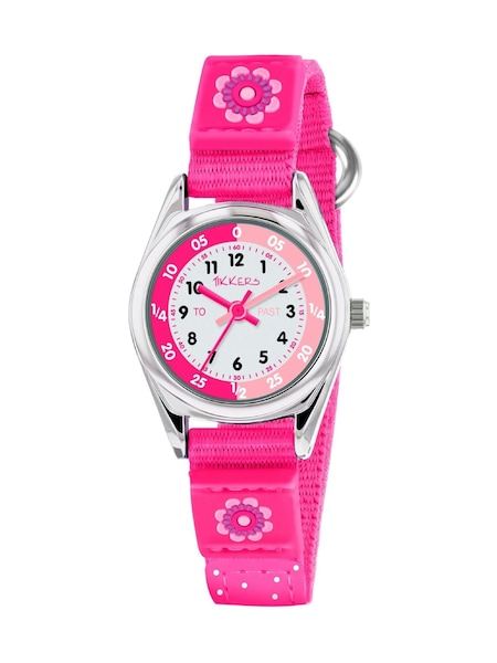 Peers Hardy Girls Pink Tikkers Canvas Strap Flower Time Teacher Watch (474471) | £15