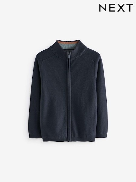 Navy Zip Through Knitted Cardigan (3-16yrs) (495118) | £16 - £21