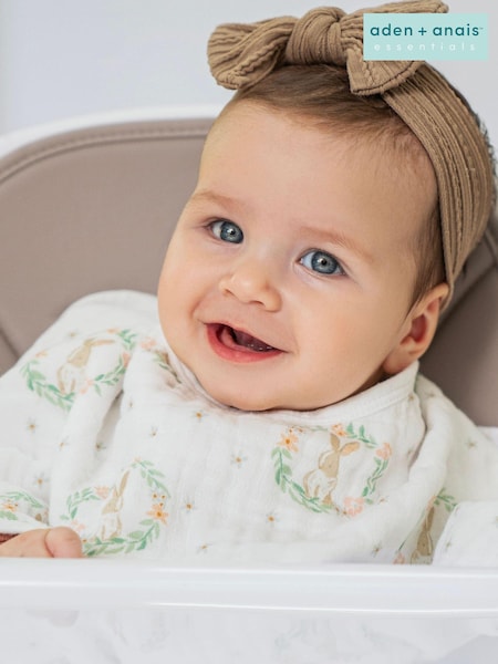 aden + anais Pink Baby Essentials Bunnies 100% Cotton Muslin Burpy Bib (843108) | £10