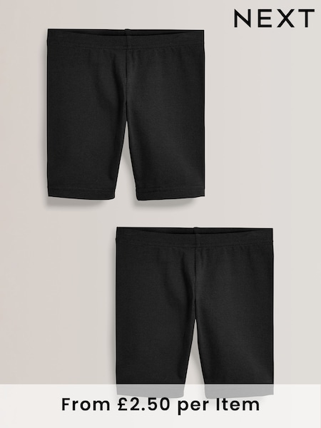 Black Regular Length Cotton Rich Stretch Cycle Shorts 2 Pack (3-16yrs) (990649) | £5 - £10