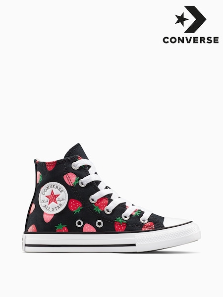Converse Black Chuck Taylor All Star Strawberry High Top Trainers (AA1216) | £40