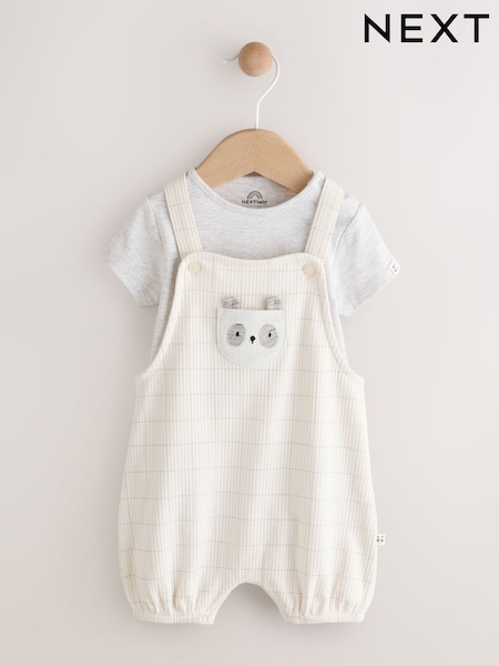 Grey Panda Baby Jersey Dungaree and Bodysuit Set (0mths-2yrs) (AA1651) | £17 - £19