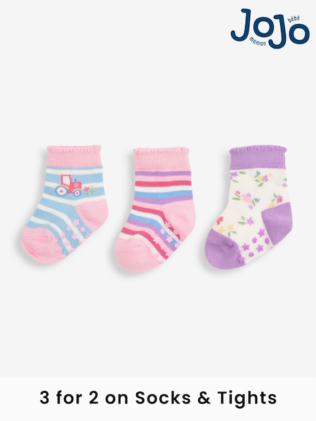 JoJo Maman Bébé Multi Tractor Socks 3 Pack (AB2572) | £9.50