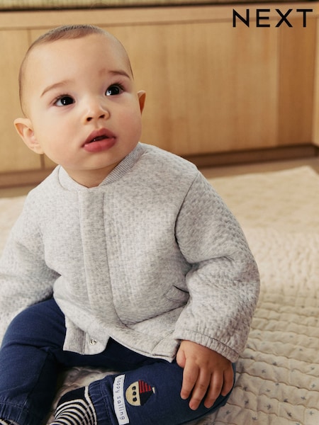Grey Baby Textured Bomber Jacket (0mths-2yrs) (AB6058) | £14 - £16