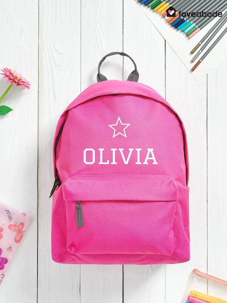 Loveabode Pink Personalised Star Backpack (AB8558) | £20