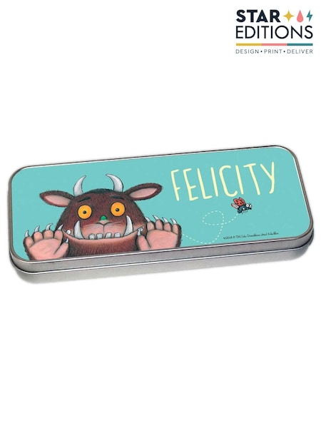 Star Editions Silver Personalised Blue Gruffalo Pencil Tin Bin (AB9533) | £15