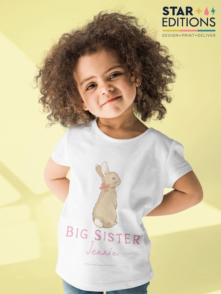 Star Editions Big Sister Kids Personalised White 100% Cotton T-Shirt (AC0954) | £15