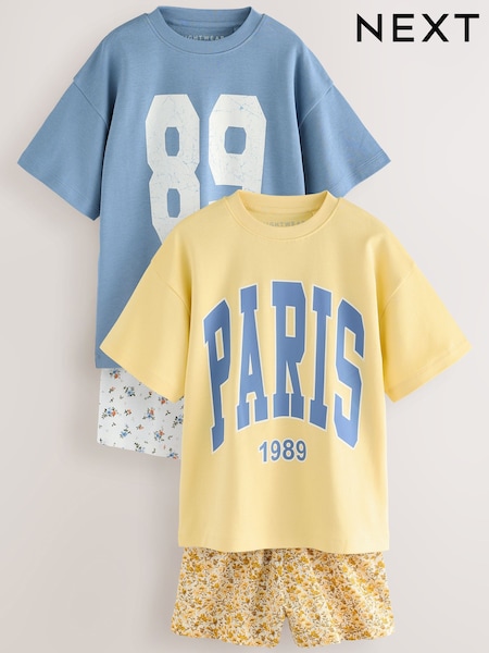 Blue/Yellow Short Pyjamas 2 Pack (3-16yrs) (AC2731) | £18 - £24