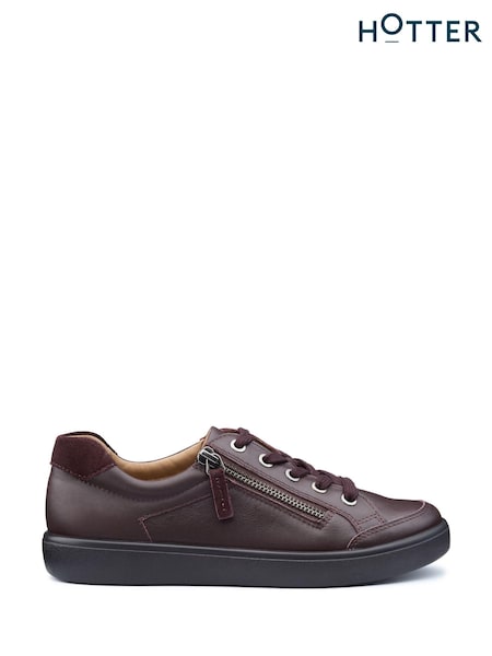 Hotter Burgundy Red Wide Fit Chase II Lace up / Zip Trainers (AC5807) | £89