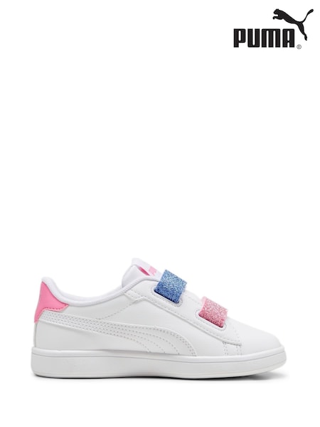 Puma White Girls Smsah 3.0 L Glitter Sneakers (AE6426) | £35