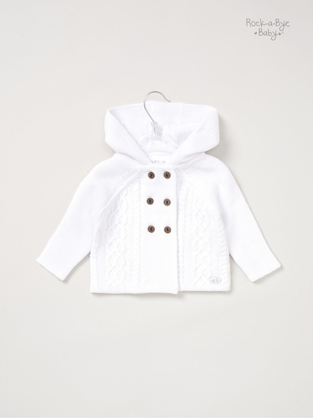Rock-A-Bye Baby Boutique 100% Cotton Double Knit Hooded Cardigan (AG4142) | £20
