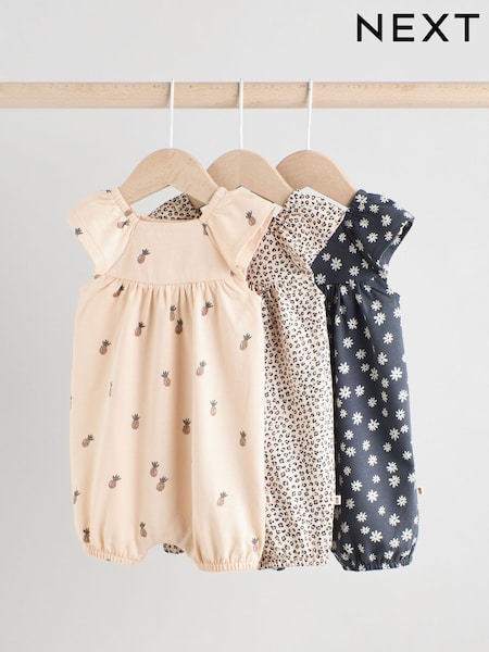 Black/White Baby Printed Rompers 3 Pack (AG4760) | £18 - £22