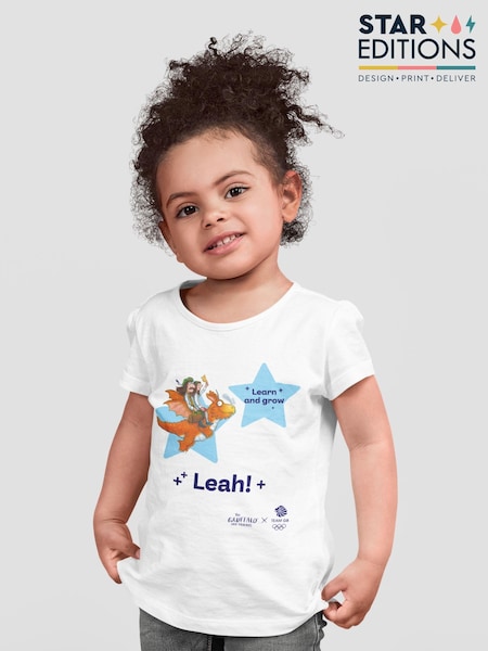 Star Editions Zog Learn and Grow 100% Cotton Personalised White T-Shirt - Team GB Edition (AG9967) | £20