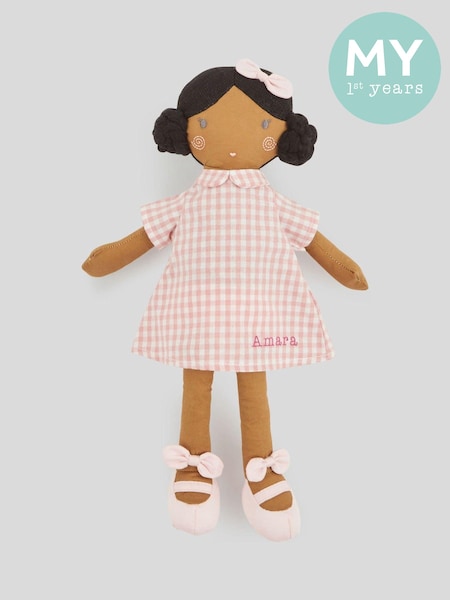 Personalised My 1st Doll in Pink Dress with Dark Hair by My 1st Years (AJ8978) | £26