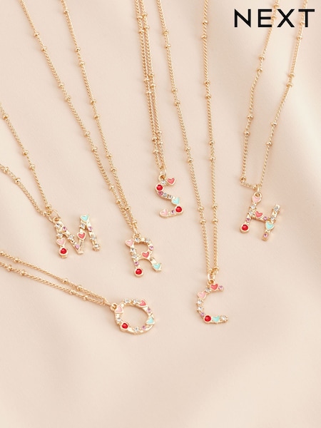 Gold Tone Initial Heart Necklace (AL8342) | £7