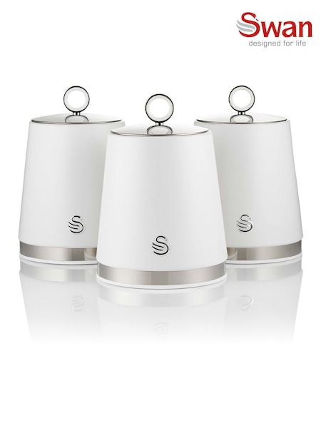 Swan White Serenity Set of 3 Kitchen Storage Canisters (AN2835) | £26