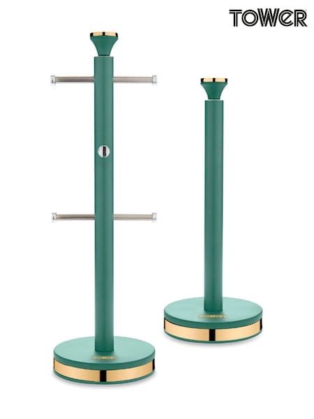 Tower Jade Green and Champagne Gold Cavaletto Mug Tree and Towel Pole Set (AT3057) | £30