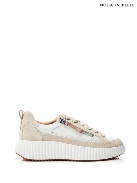 Moda in Pelle Bouville Chunky Two Tone Side Zip Leather Trainers (AT7407) | £99