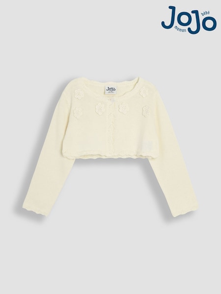 JoJo Maman Bébé Cream Floral Bolero Cardigan (AU4233) | £23 - £26