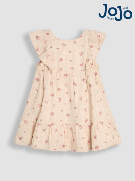 JoJo Maman Bébé Natural Frill Back Summer 100% Cotton Dress (AU4251) | £24 - £27