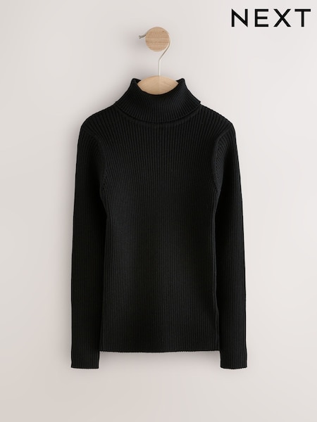 Black Roll Neck Knit Jumper (3-16yrs) (AV5942) | £12 - £17