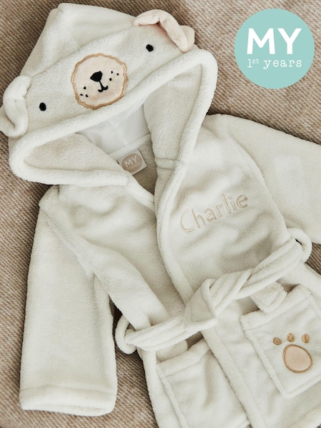 My 1st Years Natural Personalised Puppy Fleece Robe (AW5306) | £36