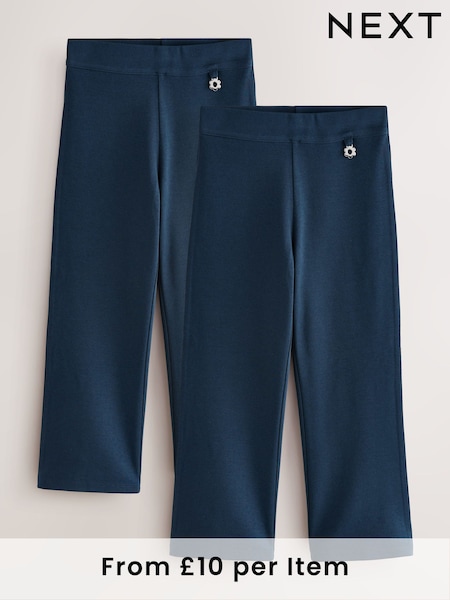 Navy Blue Pull-On Stretch Bootcut School Trousers 2 Pack (3-17yrs) (AW5947) | £20 - £30