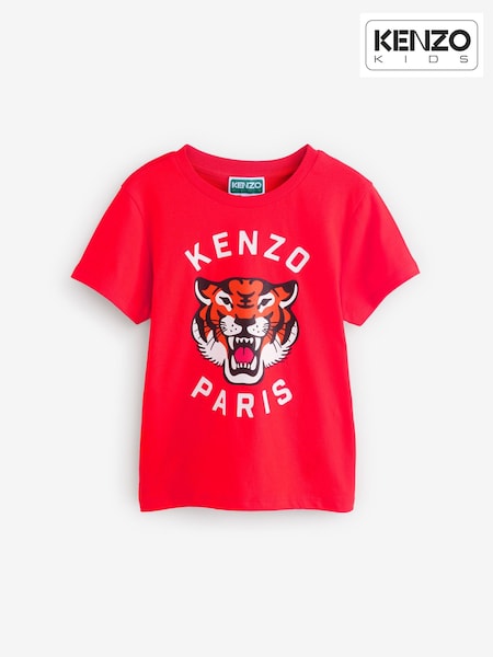 KENZO KIDS Red Short Sleeve Tiger Logo T-Shirt (AY4029) | £60 - £80