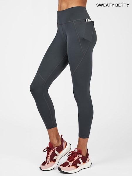 Sweaty Betty Slate Grey 7/8 Length Power 7/8 Workout Leggings (B06293) | £88