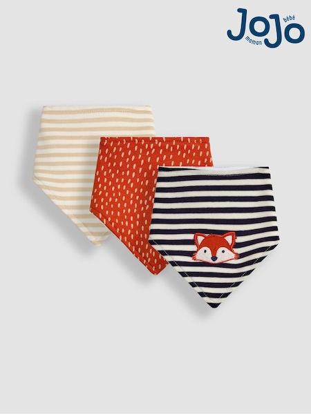 JoJo Maman Bébé Navy Fox Dribble Bibs 3 Pack (B22640) | £12