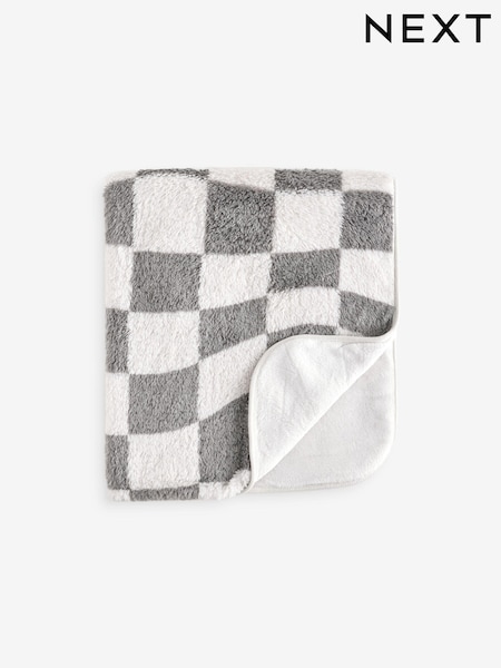 Grey/White Fleece Baby Blanket (B29546) | £14