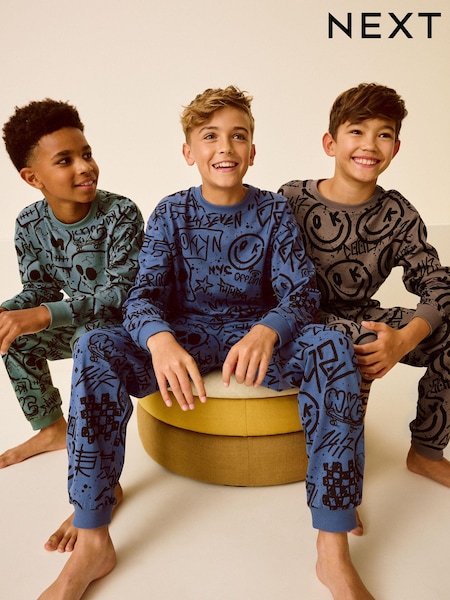 Blue/Green/Neutral Character 3 Pack Long Sleeve Pyjamas (3-16yrs) (B84141) | £29 - £36