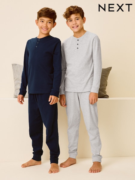 Navy/Grey 2 Pack Long Sleeve Pyjamas (3-16yrs) (B85542) | £22 - £29