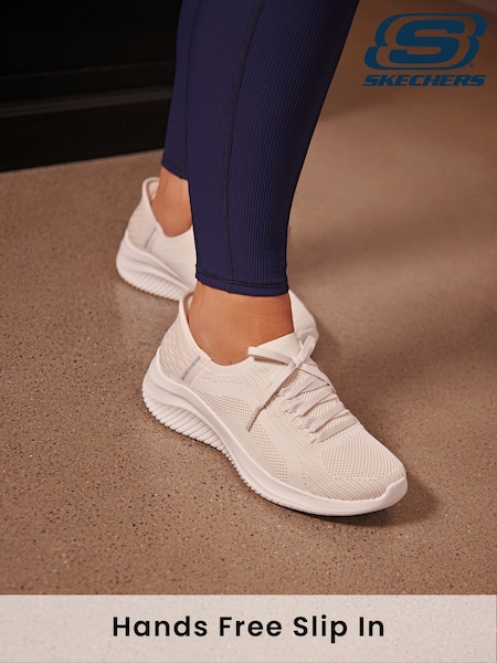 Skechers Natural White Slip-ins: Ultra Flex 3.0 Brilliant Trainers (C07835) | £89