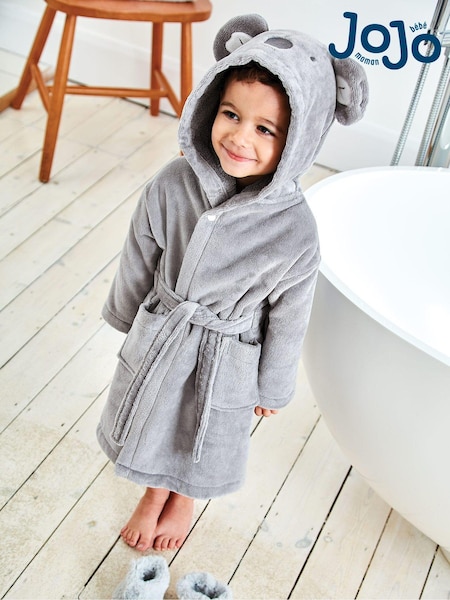 JoJo Maman Bébé Grey Koala Cotton Towelling Robe (C43669) | £27.50
