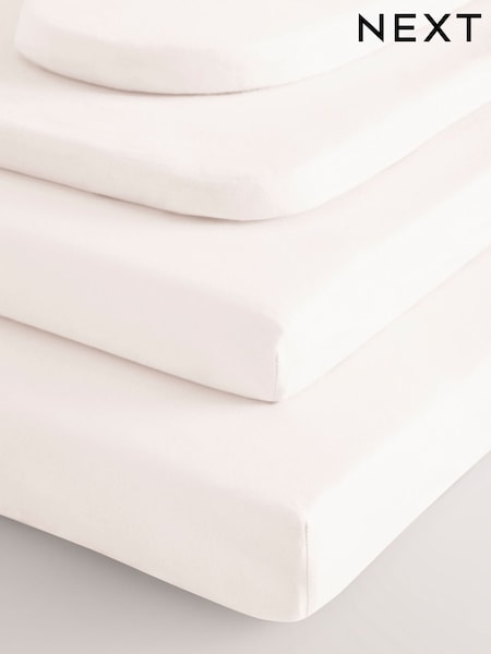 2 Pack Ecru Cream 100% Cotton Jersey Baby Fitted Sheets (D42129) | £14 - £22
