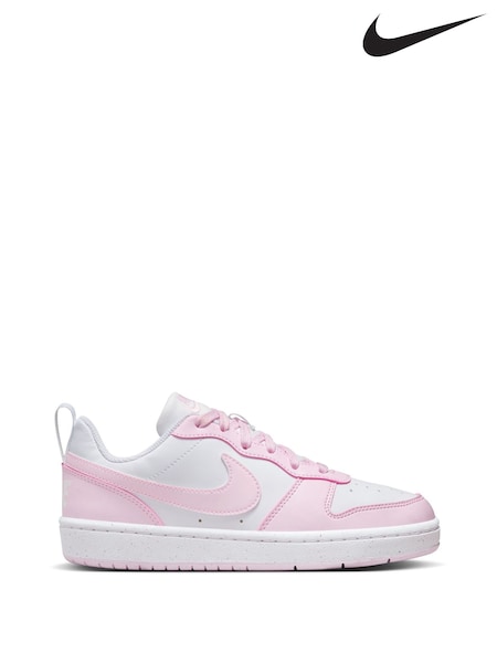 Nike White/Pink Youth Court Borough Low Recraft Trainers (D66641) | £45 - £50