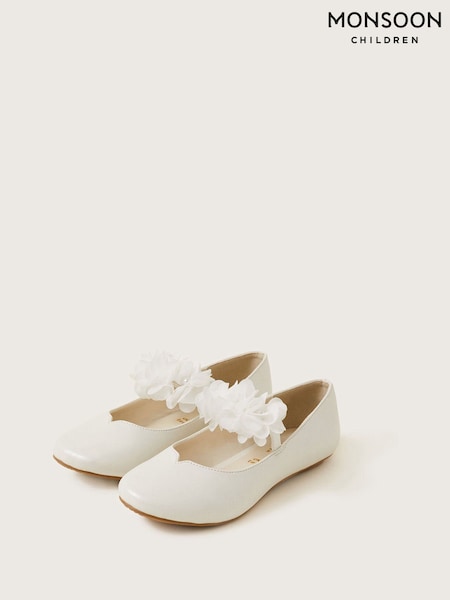 Monsoon Natural Corsage Ballerina Flats (E15576) | £24 - £28