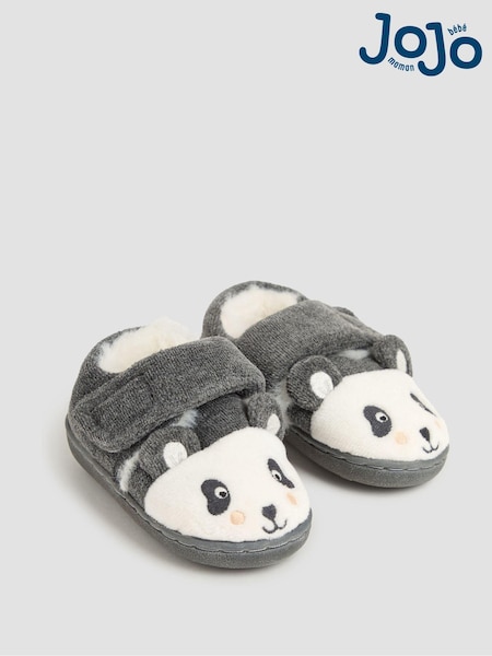 JoJo Maman Bébé Grey Panda Slipper Shoes (E28719) | £16.50