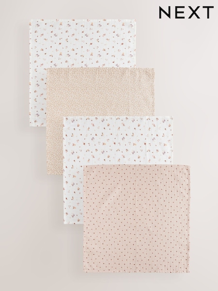 Ditsy Floral Baby Muslins 100% Cotton Cloths 4 Pack (E45983) | £10 - £12