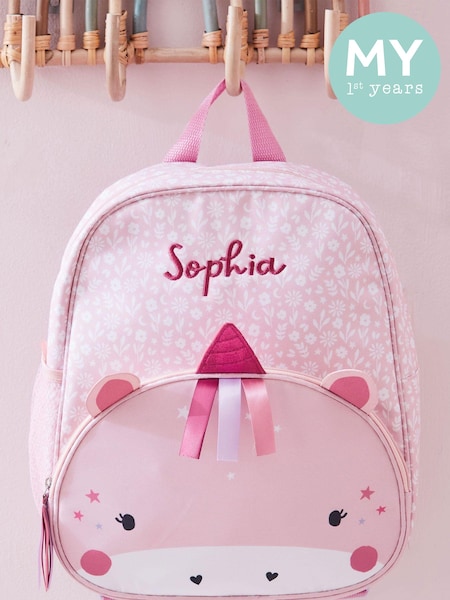 My 1st Years Personalised Pink Unicorn Face Medium Backpack (E47161) | £36