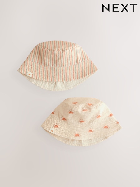 Neutral Stripe And Sun Baby Bucket Hats 2 Pack (E48691) | £14