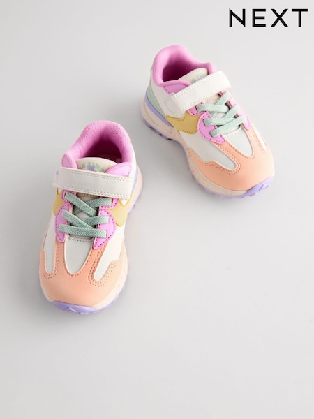 Multi Bright Elastic Lace Touch Fastening Trainers (E51948) | £23 - £25