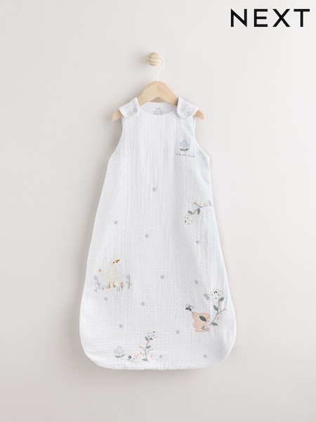 White Duck Muslin 1 Tog Baby 100% Cotton Sleep Bag (E52785) | £30 - £34