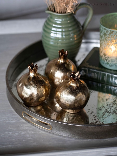 Laura Ashley Gold Pomegranate Ornaments Set of 3 (E55157) | £43