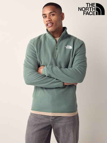 The North Face Green Side Logo Neutral Side Logo Glacier Quarter Zip Fleece (E60177) | £60